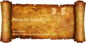 Mensik Baján névjegykártya